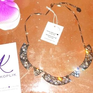 Anne Koplik Pella Art Deco Greige Collar Necklace
